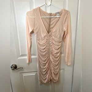 Long sleeve Dress Ruched Peachy Pink Large